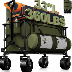 Heavy Duty Folding Wagon Cart with Big All-Terrain Wheels – 150L Portable Utility Wagon for Garden, Beach & Camping